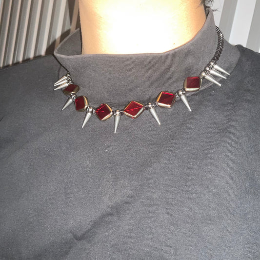 Red Gem & Spike Choker | YUGH.