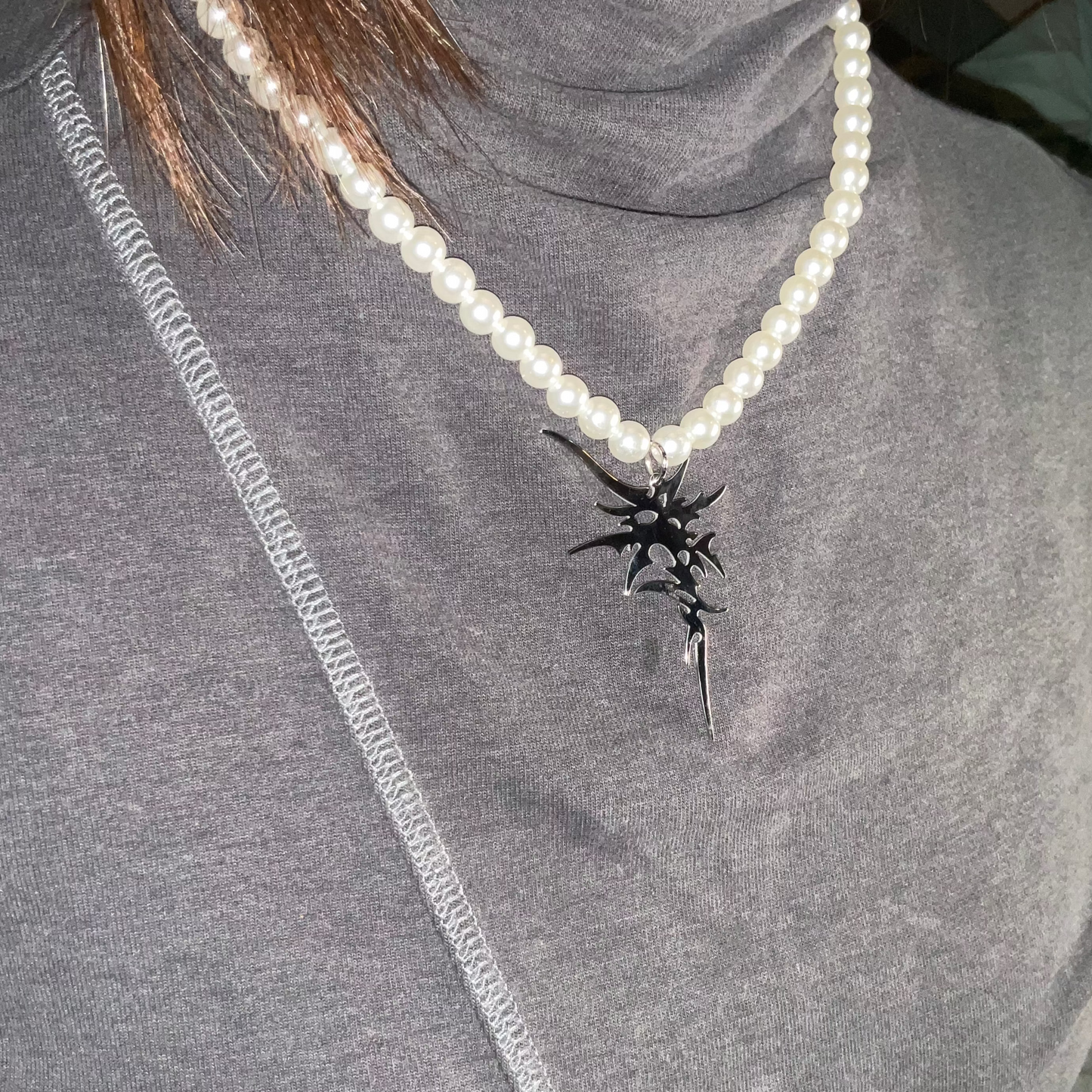 Pearl Choker with Silver Pendant | YUGH.