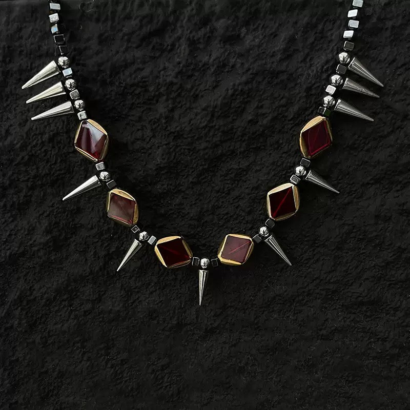 Red Gem & Spike Choker | YUGH.