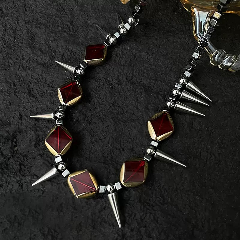Red Gem & Spike Choker | YUGH.