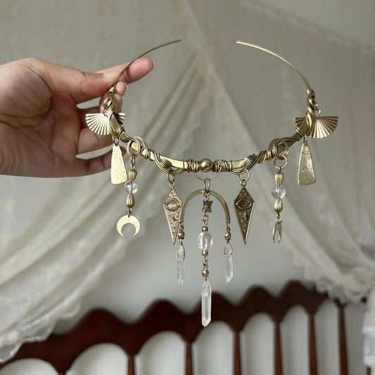 Vintage Gold-Tone Geometric Tassel Necklace | Minimalist Statement Jewelry by YUGH